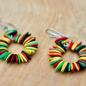 Melon Seed Hoop Earrings // Rasta
