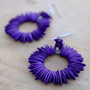Melon Seed Hoop Earrings // Purple