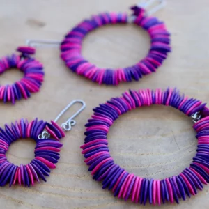 Melon Seed Hoop Earrings // Pink-Purple