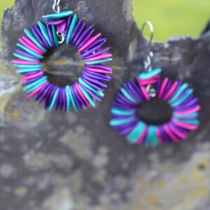 Melon Seed Hoop Earrings // Pink-Purple-Blue