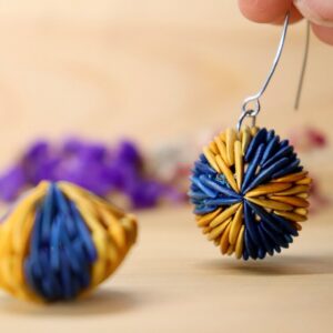 Melon Seed Dangly Earrings // Orange-Blue